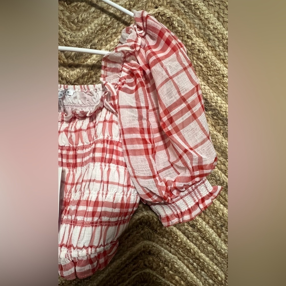 Endless Rose Women's Red/White Gingham Smocked Top, Size S, Brand New, NWT - Picture 3 of 11